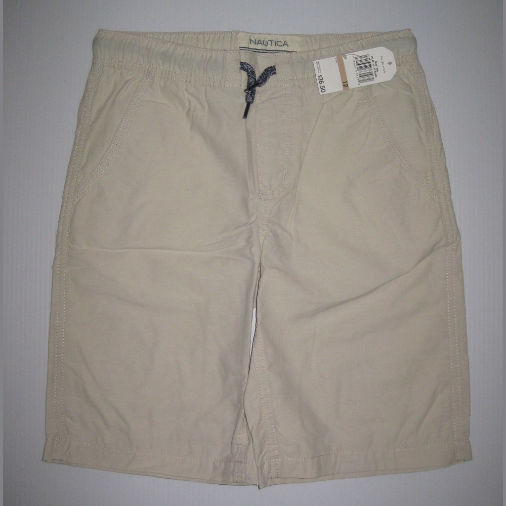 Nautica Boys' Solid Pull-on Short, Light Khaki, 12